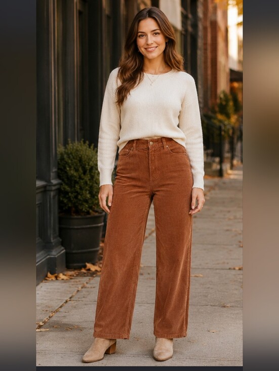 Sisstrevolution Pants - Sisstrevolution Rust Corduroy Wide Leg Pants Size 27/6